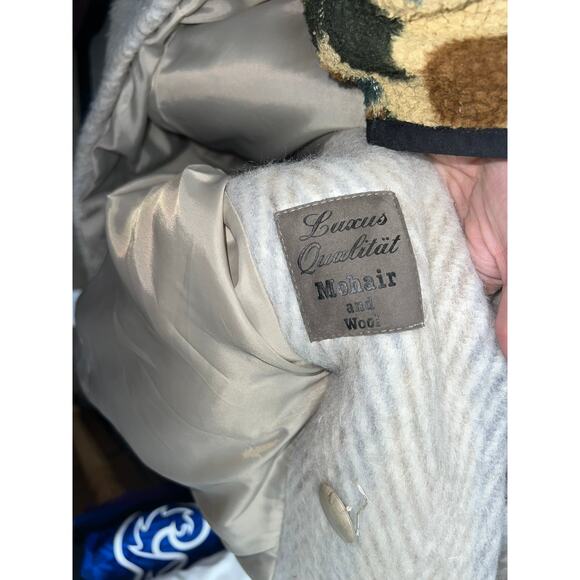 Womens Luxus Qualitat Mohair Wool Coat Overcoat Herringbone Jacket Size XL - Picture 7 of 12